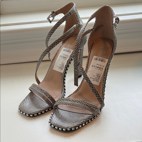 BCBGeneration Gray Stiletto Heels with Crisscross Straps - Picture 1 of 6